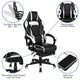 White |#| Black/White Gaming Desk Set - Cup/Headset Holder/Reclining & Footrest