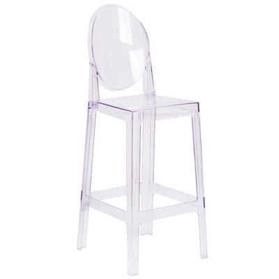 Ghost Barstool in Transparent Crystal with Oval Back - View 1