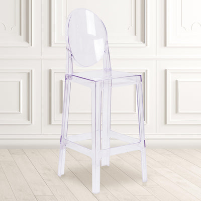 Ghost Barstool in Transparent Crystal with Oval Back - View 2