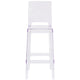 Ghost Barstool with Square Back in Transparent Crystal - Wedding Chairs