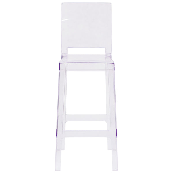 Ghost Barstool with Square Back in Transparent Crystal - Wedding Chairs