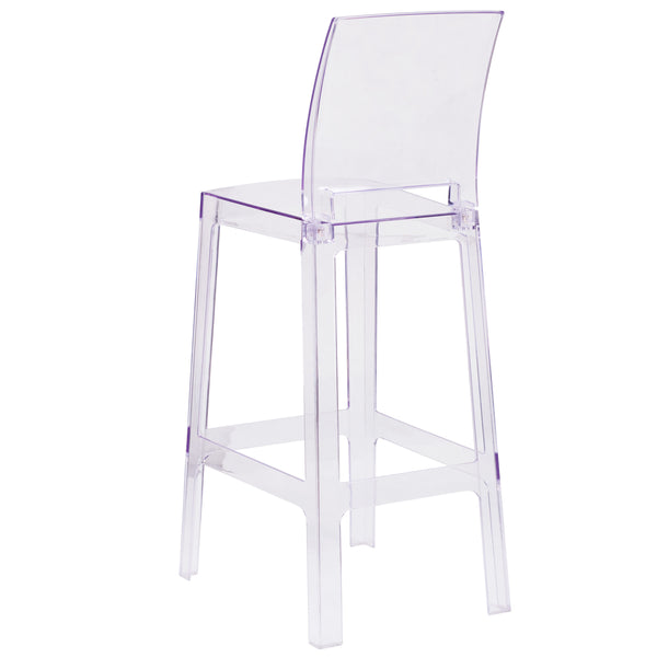 Ghost Barstool with Square Back in Transparent Crystal - Wedding Chairs