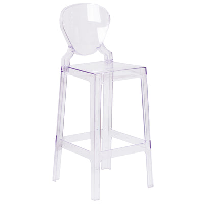 Ghost Barstool in Transparent Crystal with Tear Back - View 1