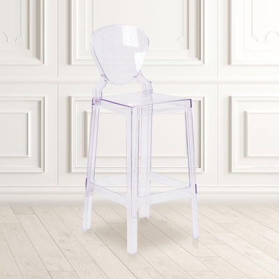 Ghost Barstool in Transparent Crystal with Tear Back - View 2