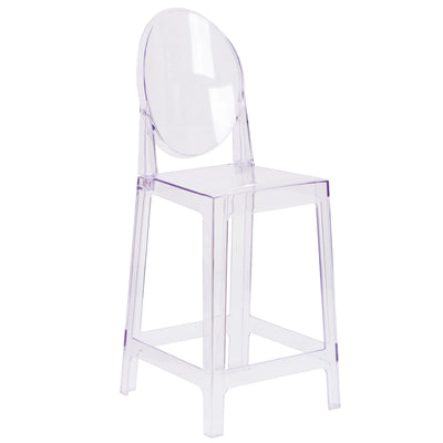 Ghost Counter Stool in Transparent Crystal with Oval Back - View 1