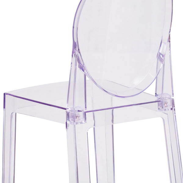 Ghost Counter Stool with Oval Back in Transparent Crystal - Wedding Chairs