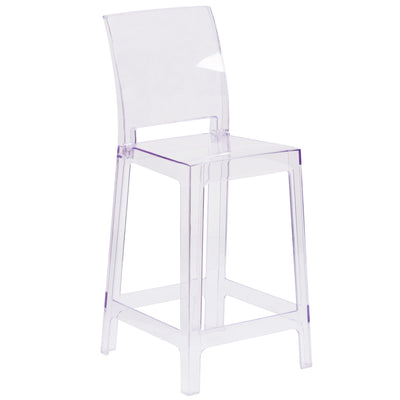 Ghost Counter Stool in Transparent Crystal with Square Back - View 1