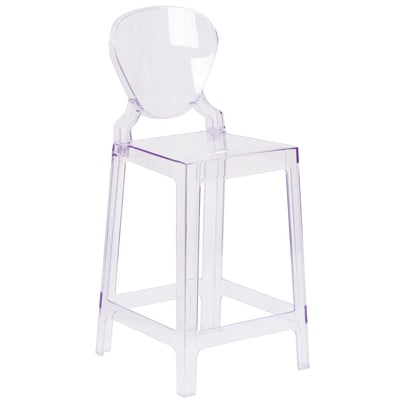 Ghost Counter Stool in Transparent Crystal with Tear Back - View 1