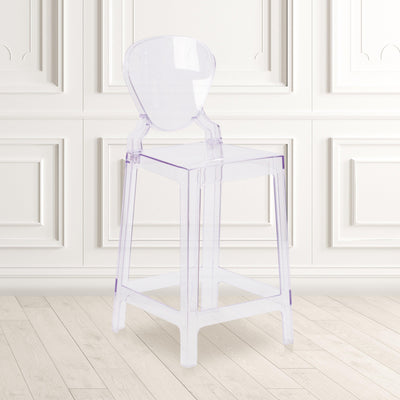 Ghost Counter Stool in Transparent Crystal with Tear Back - View 2
