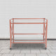 Rose Gold Metal Kitchen Bar Cart with Glass Shelves and X-Frame