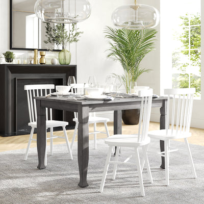 Grace Solid Wood Dining Table with Turned Wooden Legs, Commercial Grade Heavy Duty Rectangle Wood Table for 4 - View 2
