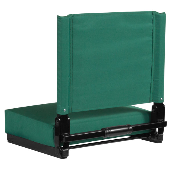 Hunter Green |#| 500 lb. Rated Lightweight Stadium Chair-Handle-Padded Seat, Hunter Green