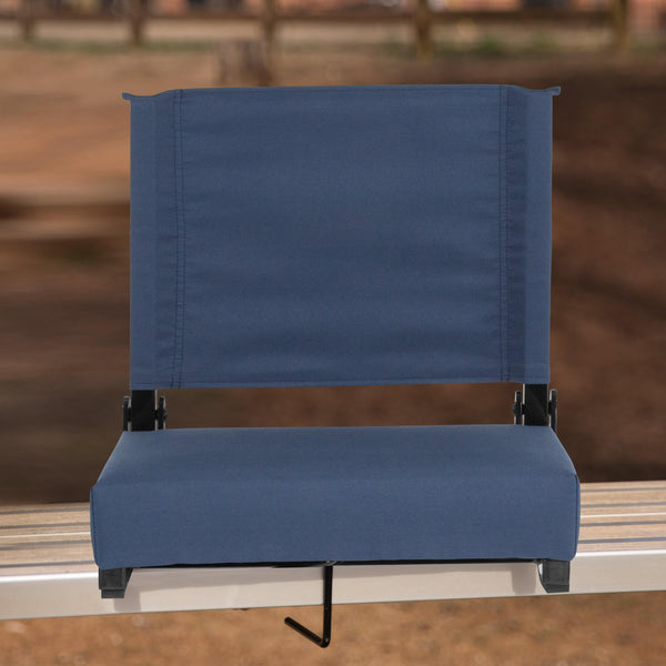 Navy Blue |#| 500 lb. Rated Lightweight Stadium Chair-Handle-Padded Seat, Navy Blue