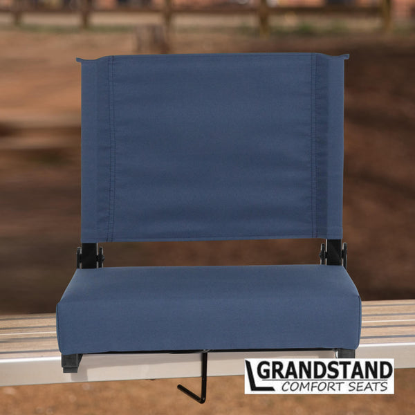 Navy Blue |#| 500 lb. Rated Lightweight Stadium Chair-Handle-Padded Seat, Navy Blue