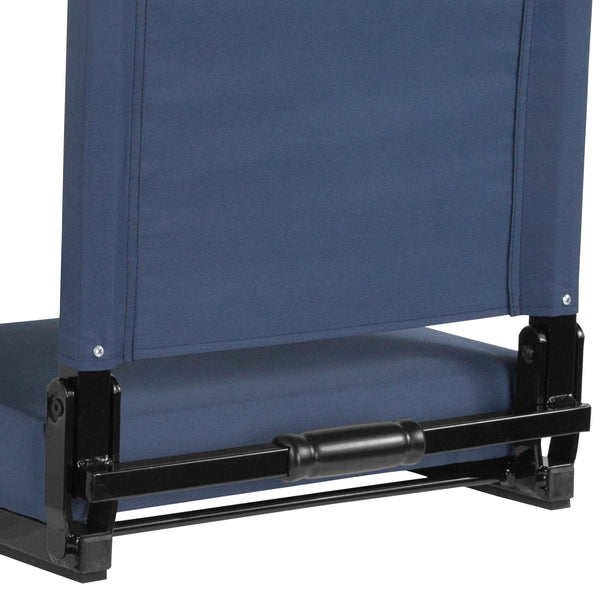 Navy Blue |#| 500 lb. Rated Lightweight Stadium Chair-Handle-Padded Seat, Navy Blue