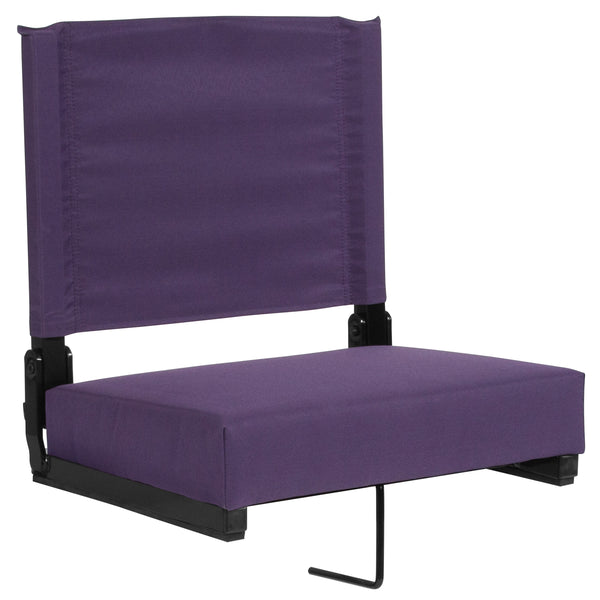 Dark Purple |#| 500 lb. Rated Lightweight Stadium Chair-Handle-Padded Seat, Dark Purple