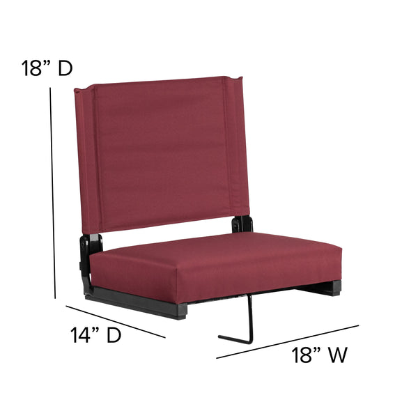 Maroon |#| 500 lb. Rated Lightweight Stadium Chair-Handle-Padded Seat, Maroon