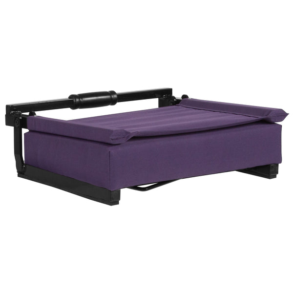 Dark Purple |#| 500 lb. Rated Lightweight Stadium Chair-Handle-Padded Seat, Dark Purple