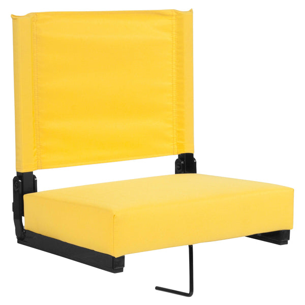 Yellow |#| 500 lb. Rated Lightweight Stadium Chair-Handle-Padded Seat, Yellow