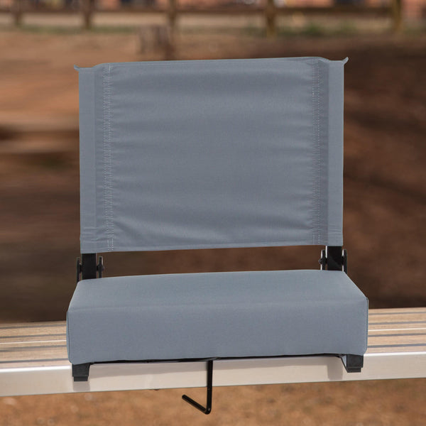 Gray |#| 500 lb. Rated Lightweight Stadium Chair-Handle-Padded Seat, Gray