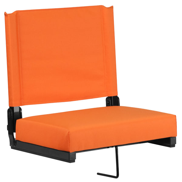 Orange |#| 500 lb. Rated Lightweight Stadium Chair-Handle-Padded Seat, Orange