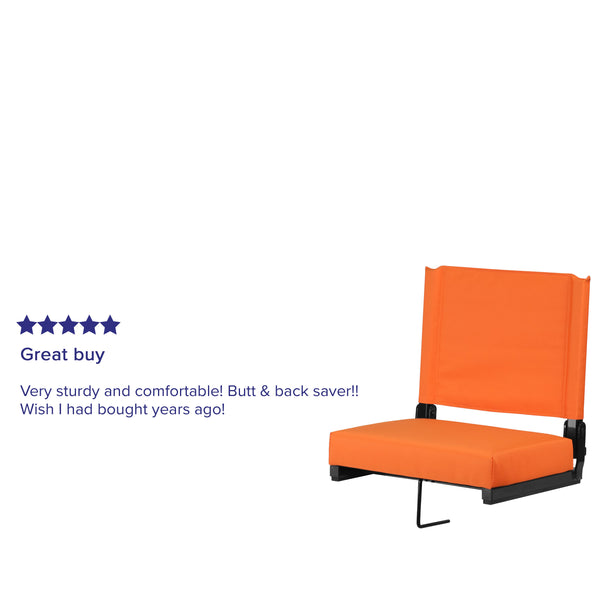 Orange |#| 500 lb. Rated Lightweight Stadium Chair-Handle-Padded Seat, Orange