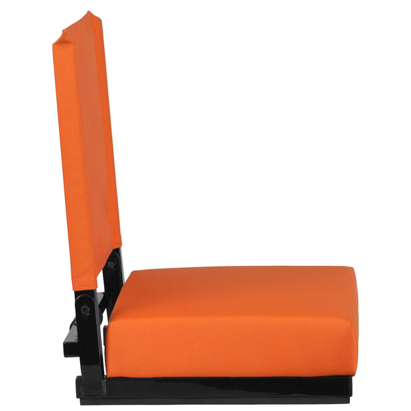 Orange |#| 500 lb. Rated Lightweight Stadium Chair-Handle-Padded Seat, Orange