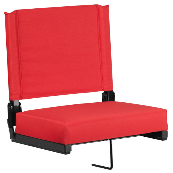 Red |#| 500 lb. Rated Lightweight Stadium Chair-Handle-Padded Seat, Red