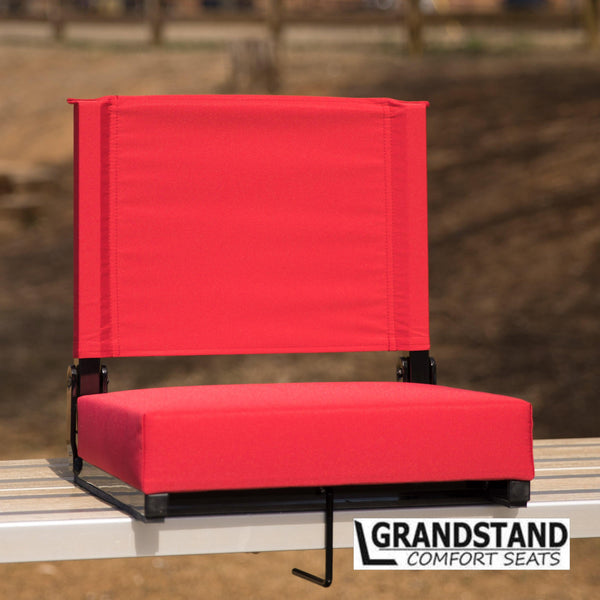 Red |#| 500 lb. Rated Lightweight Stadium Chair-Handle-Padded Seat, Red