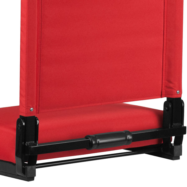 Red |#| 500 lb. Rated Lightweight Stadium Chair-Handle-Padded Seat, Red