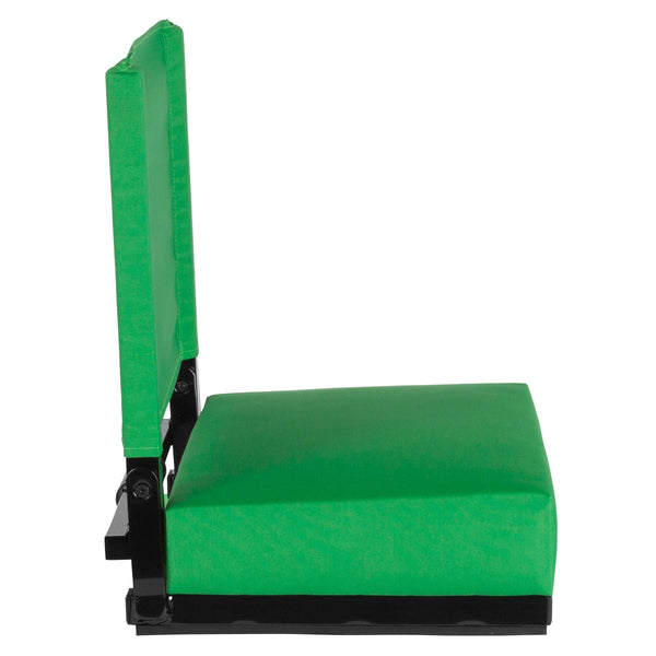 Bright Green |#| 500 lb. Rated Lightweight Stadium Chair-Handle-Padded Seat, Bright Green