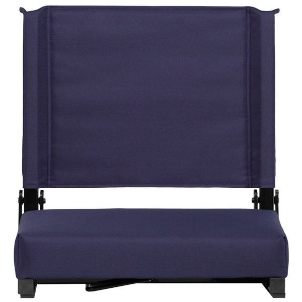 Navy |#| 500 lb. Rated Lightweight Stadium Chair-Handle-Padded Seat, Navy