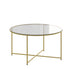 Greenwich Collection Coffee Table - Modern Glass Accent Table with Crisscross Frame
