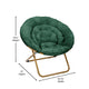 Emerald Fabric/ Soft Gold Frame |#| Folding XL Faux Fur Saucer Chair for Dorm or Bedroom - Emerald/Soft Gold