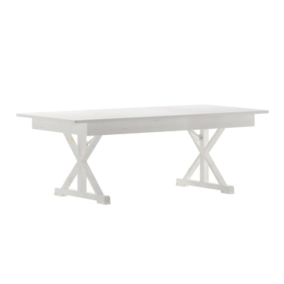 HERCULES 7' x 40" Rectangular Solid Pine Folding Farm Table with X Legs - View 1