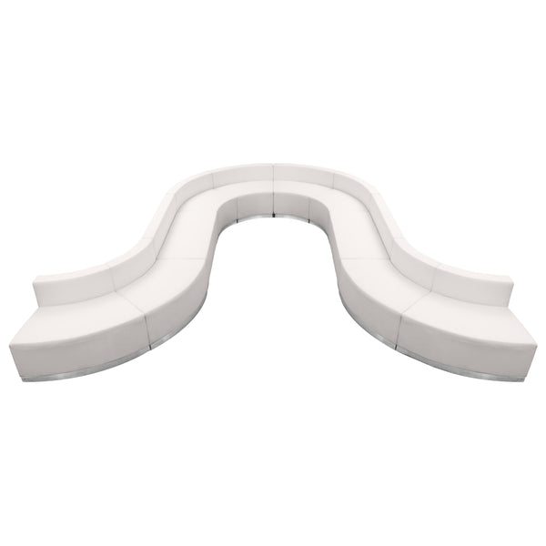 Melrose White |#| 10 PC White LeatherSoft Modular Reception Configuration w/Taut Back &Seat