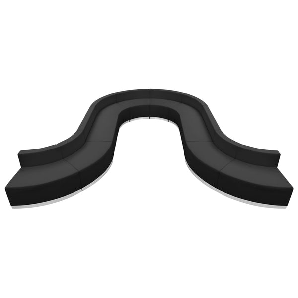 Black |#| 10 Pc Black LeatherSoft Modular Reception Configuration w/Taut Back &Seat