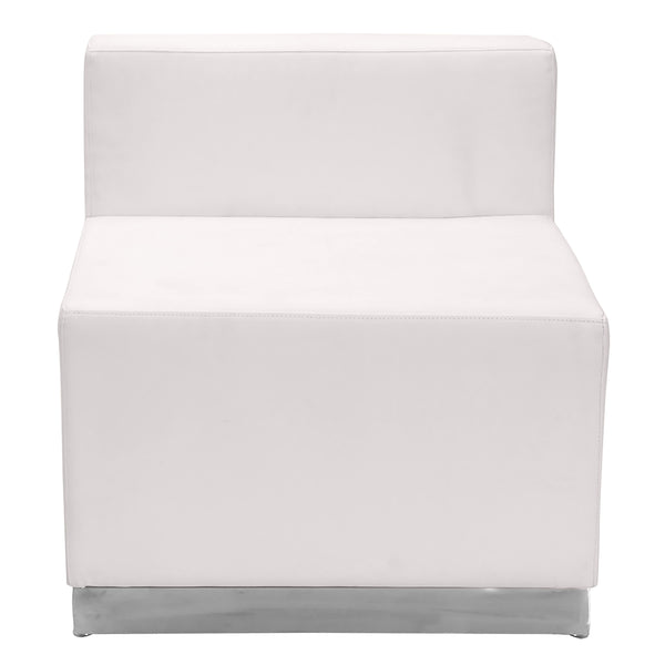 Melrose White |#| 11 PC White LeatherSoft Modular Reception Configuration w/Taut Back &Seat