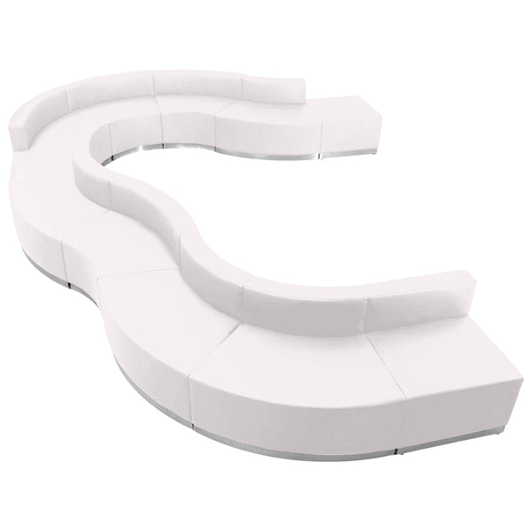 Melrose White |#| 11 PC White LeatherSoft Modular Reception Configuration w/Taut Back &Seat