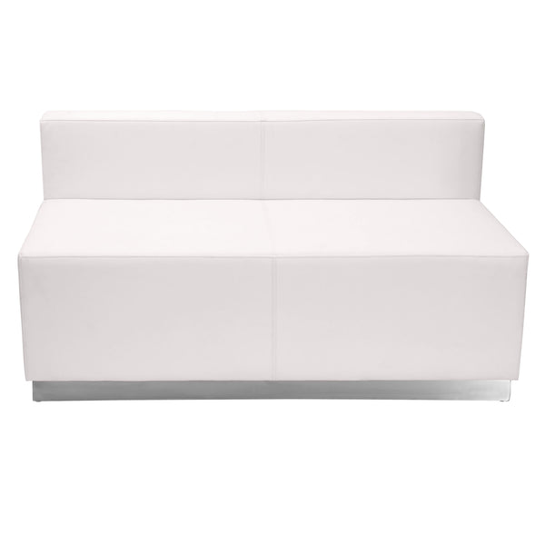 Melrose White |#| 3 PC White LeatherSoft Modular Reception Configuration w/Taut Back &Seat