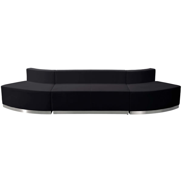 Black |#| 3 PC Black LeatherSoft Modular Reception Configuration w/Taut Back &Seat