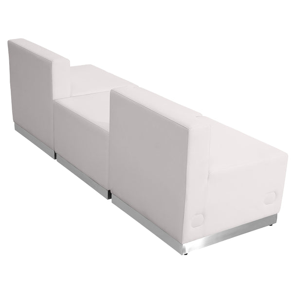 Melrose White |#| 3 PC White LeatherSoft Modular Reception Configuration w/Taut Back &Seat