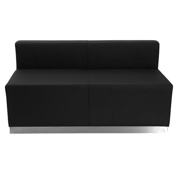 Black |#| 3 PC Black LeatherSoft Modular Reception Configuration w/Taut Back &Seat