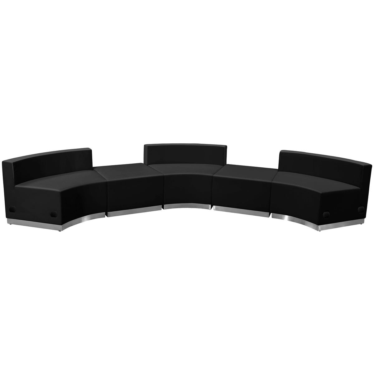 Black |#| 5 PC Black LeatherSoft Modular Reception Configuration w/Taut Back &Seat