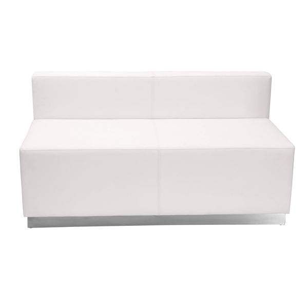 Melrose White |#| 8 PC White LeatherSoft Modular Reception Configuration w/Taut Back &Seat