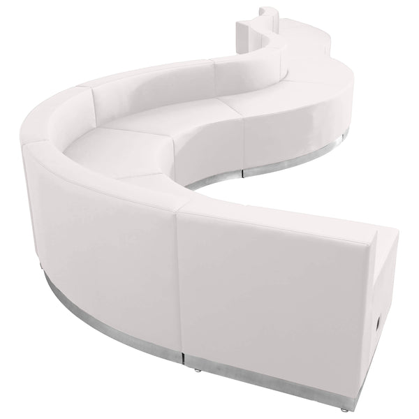 Melrose White |#| 9 PC White LeatherSoft Modular Reception Configuration w/Taut Back &Seat