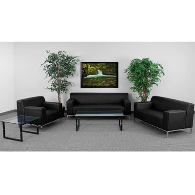 HERCULES Definity Series LeatherSoft Reception Room Set with Line Stitching and Integrated Stainless Steel Frame