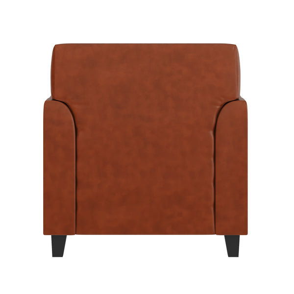 Cognac |#| Cognac LeatherSoft Chair with Clean Line Stitched Frame - Reception Seating