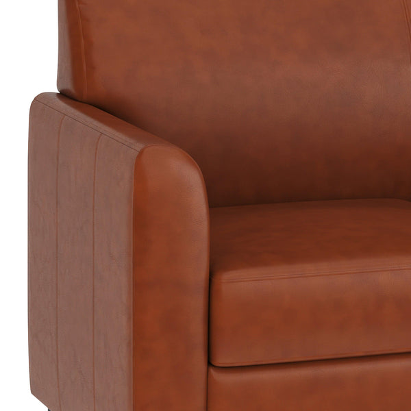 Cognac |#| Cognac LeatherSoft Chair with Clean Line Stitched Frame - Reception Seating