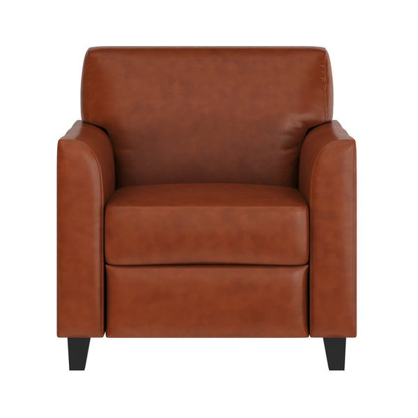 Cognac |#| Cognac LeatherSoft Chair with Clean Line Stitched Frame - Reception Seating